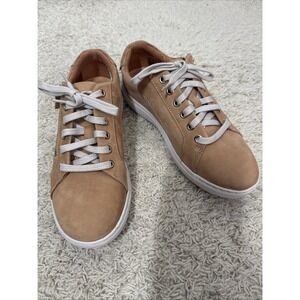 Clarks Nalle Lace Sneakers Brown Low Top Side Zip Shoe Women's 7.5W Comfort Walk